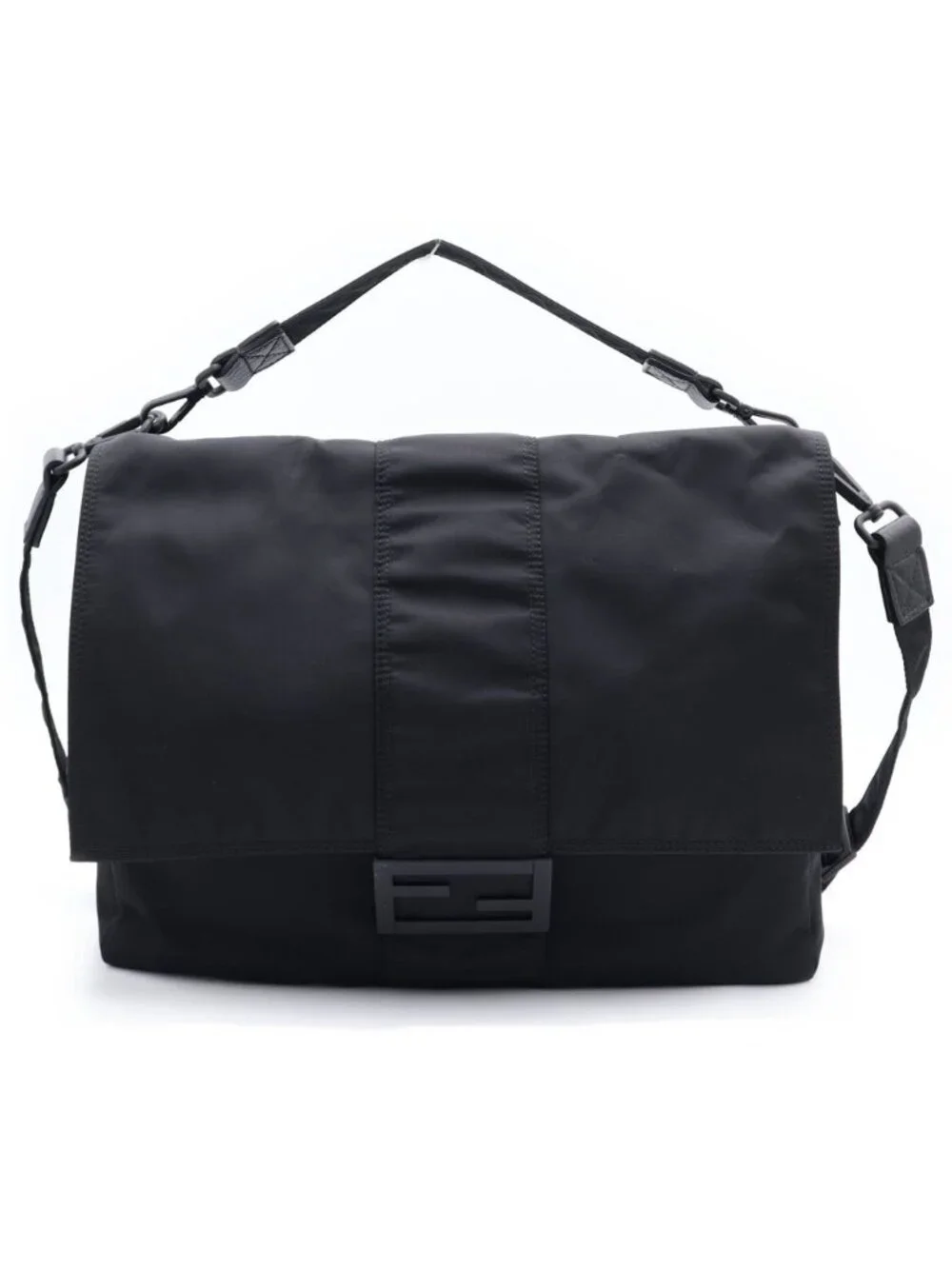 Fendi Baguette Messenger Shoulder Bag Black